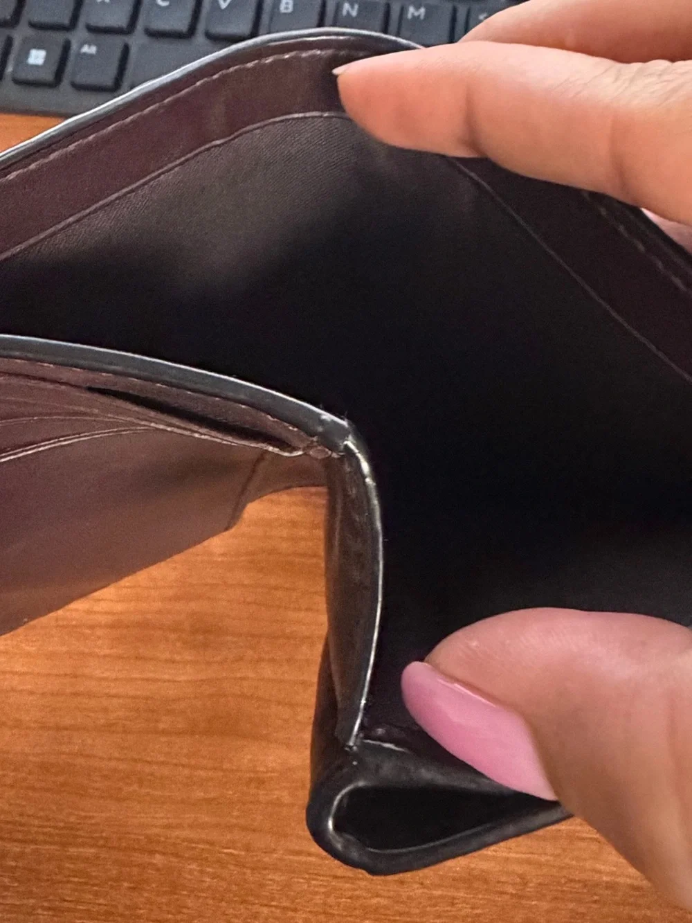 Coach Black Embossed Signature Leather Wallet with Gold Logo